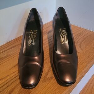 Salvatore Ferragamo Brown Leather Heels